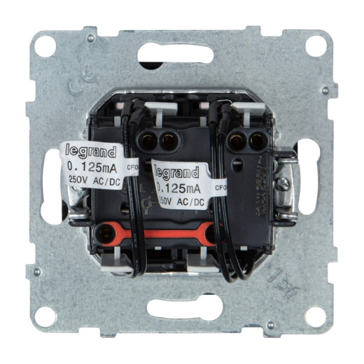 Legrand/Daccord SUNO Антрацит Выключатель двухклавишный 10АХ 250В с подсветкой/индикацией. Безвинтовые зажимы.