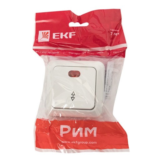 EKF PROxima Рим Выключатель проходной 1-клавишный с индикатором 10А белый