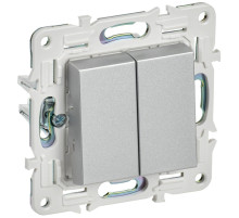 IEK SKANDY Серебряный Выключатель 2-клавишный 10А SK-V04S