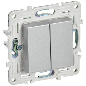 IEK SKANDY Серебряный Выключатель 2-клавишный 10А SK-V04S