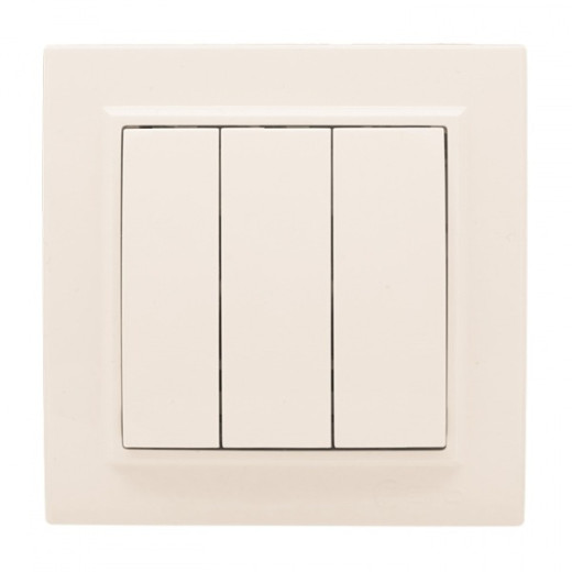 EKF Basic Минск Бежевый Выключатель 3-кл, 10А, СП