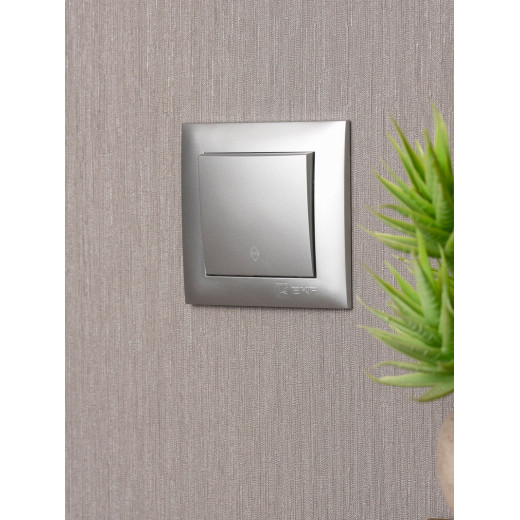 EKF PROxima Валенсия лицевая панель выключателя проходного 1-кл. 10А сталь