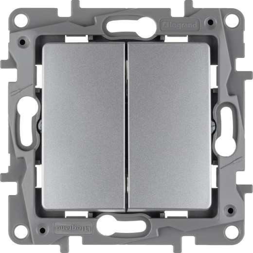 Legrand Etika Алюминий Выключатель 2-клавишный, автоматические клеммы, 10 AX, 250 В