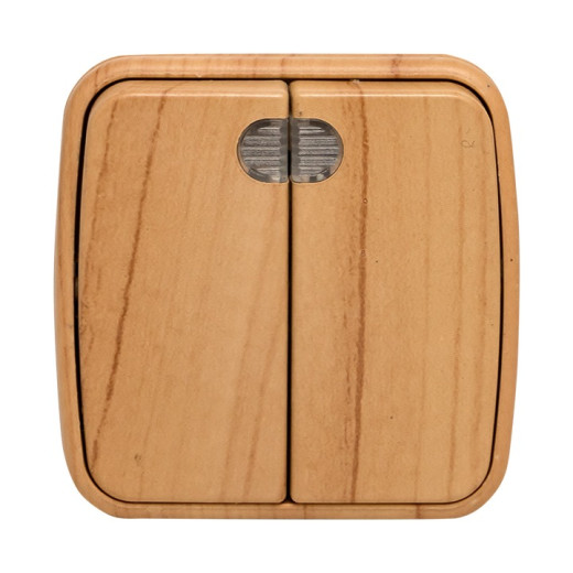 EKF Basic Минск Светлое дерево Выключатель 2-кл с индикатором, 10А, ОП