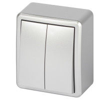 Выключатель ЭРА Эксперт 11-1204-03 двойной 10АХ-250В IP20 ОУ алюминий