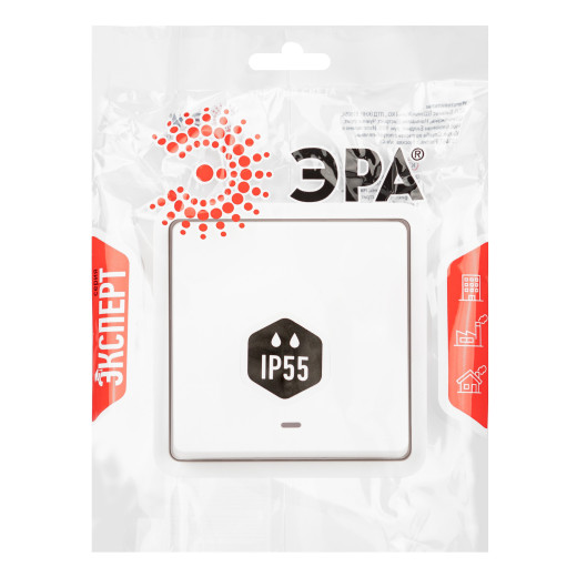ЭРА Выключатель Эксперт 11-1522-01 с подсветкой IP55, 10АХ-250В, СУ, белый
