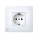 Simon 27 Play Белая Накладка на розетку с заземлением, сменная, широкая, антибактериальная
