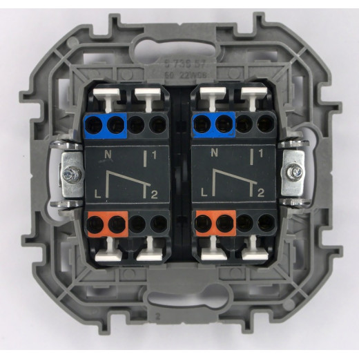 Legrand/Daccord INSPIRIA Алюминий Переключатель двухклавишный 10 AX - 250 В