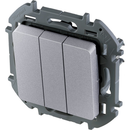 Legrand/Daccord INSPIRIA Алюминий Выключатель трехклавишный 10 AX - 250 В