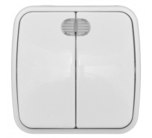 EKF Basic Минск Белый Выключатель 2-кл с индикатором, 10А, ОП