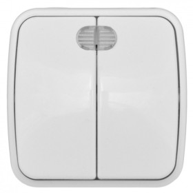 EKF Basic Минск Белый Выключатель 2-кл с индикатором, 10А, ОП