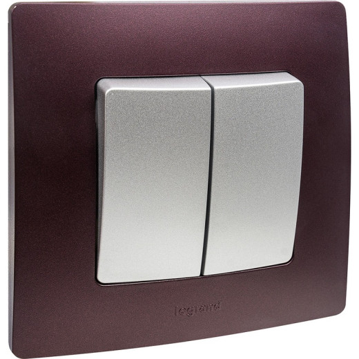 Legrand Etika Алюминий Выключатель 2-клавишный, автоматические клеммы, 10 AX, 250 В