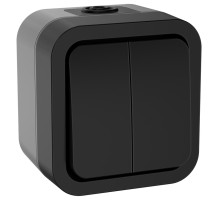 IEK TORS Выключатель двухклавишный 10А IP55 TS105 графит