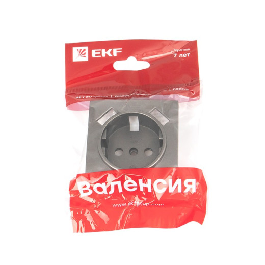 EKF PROxima Валенсия лицевая панель розетки 1-местной с/з 16А графит с защ. штор. с 2 USB 2,1А