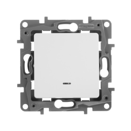 Legrand Etika Белый Выключатель 1-клавишный с подсветкой, 10А, Винтовые клеммы