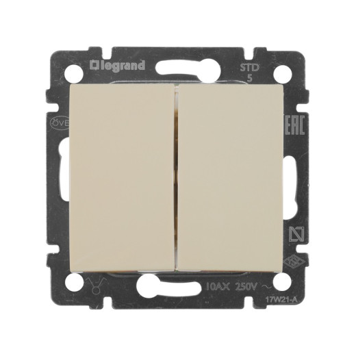 Legrand Valena Крем Выключатель 2-клавишный