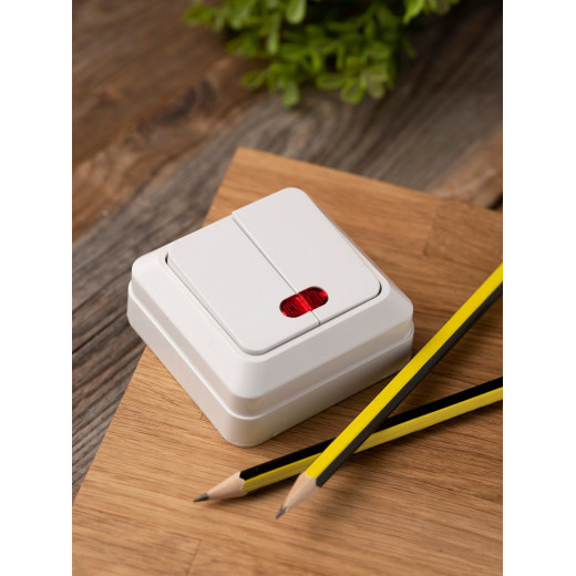 EKF PROxima Рим Выключатель 2-клавишный с индикатором 10А белый