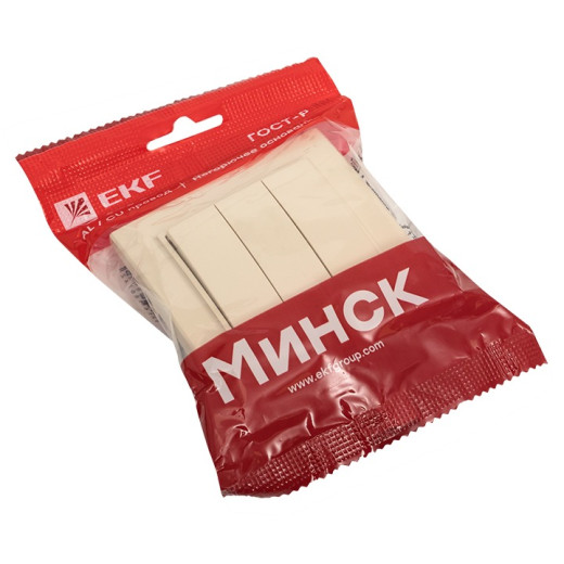 EKF Basic Минск Бежевый Выключатель 3-кл, 10А, СП