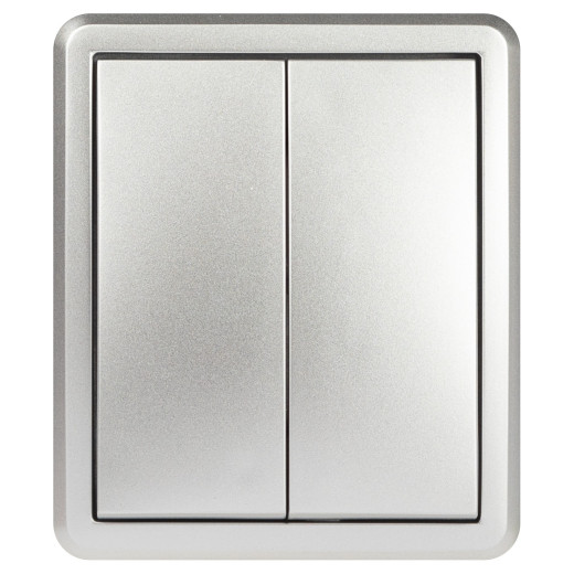 Выключатель ЭРА Эксперт 11-1204-03 двойной 10АХ-250В IP20 ОУ алюминий