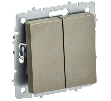 IEK BRITE Выключ. 2-кл. с инд. отел. 10А ВС10-2-9-БрШ шамп.