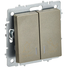 IEK BRITE Выключ. 2-кл. с инд. отел. 10А ВС10-2-9-БрШ шамп.