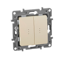 Legrand Etika Слоновая кость Переключатель 2-клавишный с подсветкой, 10А, Автоматические клеммы