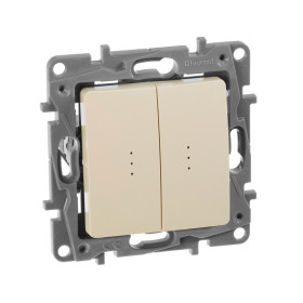 Legrand Etika Слоновая кость Переключатель 2-клавишный с подсветкой, 10А, Автоматические клеммы