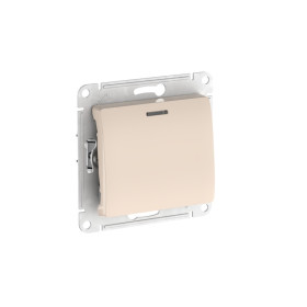 Systeme Electric Glossa Бежевый Переключатель 1-клавишный с подсвет.,сх.6а, 10АХ, мех., быстрозажим. клем.