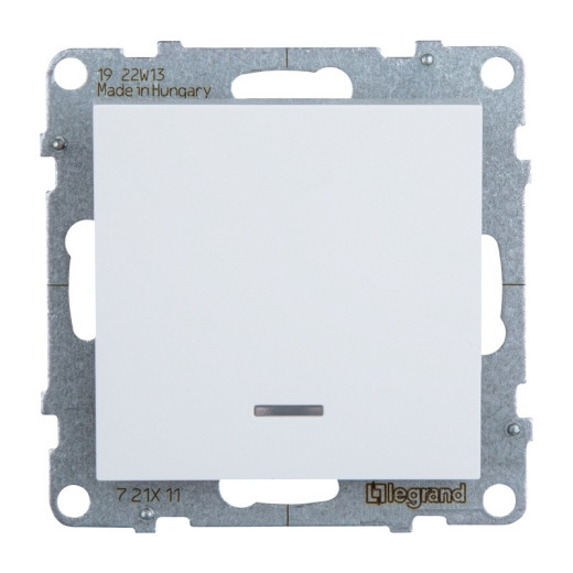 Legrand/Daccord SUNO Белый Выключатель 10АХ 250В с подсветкой/индикацией. Безвинтовые зажимы.