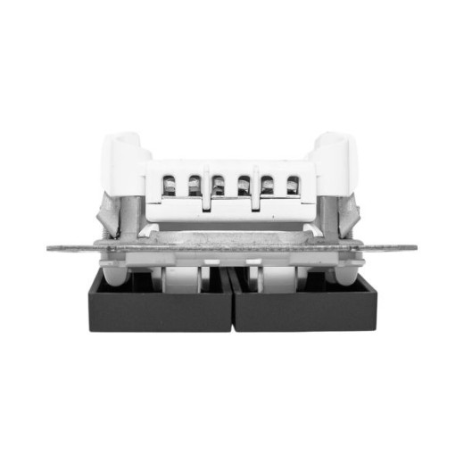 EKF Эпика Механизм выключателя, двухклавишный, проходной, чёрный