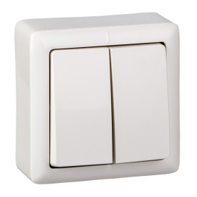 Systeme Electric ХИТ наруж Бел Выключатель 2-клавишный 6А, 250В
