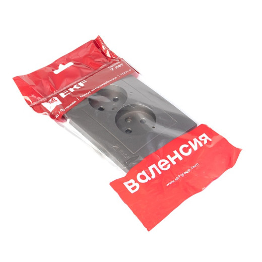 EKF PROxima Валенсия лицевая панель розетка 2-местной б/з 10А графит с защ. штор.