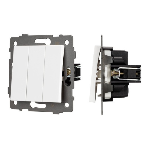 Arlight Механизм выключателя трехклавишный непроходной SWT-MK03-PL-WH-V (250V, 10A) (-)