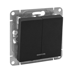 EKF Эпика Механизм выключателя, двухклавишный, с подсветкой, чёрный