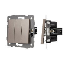 Arlight Механизм выключателя трехклавишный непроходной SWT-MK03-PL-GD-V (250V, 10A) (-)