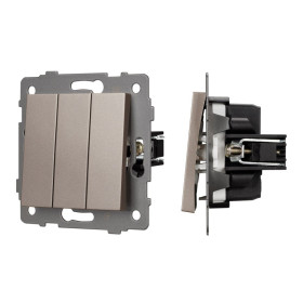 Arlight Механизм выключателя трехклавишный непроходной SWT-MK03-PL-GD-V (250V, 10A) (-)