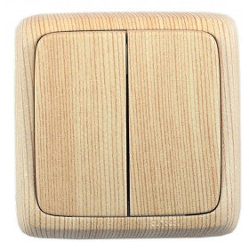 Hegel Альфа наруж Сосна ВА10-153-02 Выключатель 2-клавишный с изол. пластиной