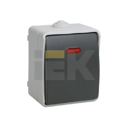 IEK FORS ВС20-1-1-ФСр Выключатель 1кл со свет. индикатором для открытой установки IP54