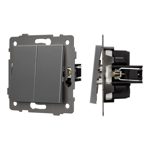 Arlight Механизм выключателя двухклавишный непроходной SWT-MK02-PL-GR-V (250V, 10A) (-)