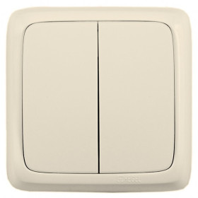 Hegel Альфа наруж Слоновая кость ВА16-155-01 Выключатель 2-клавишный с монт. пластиной