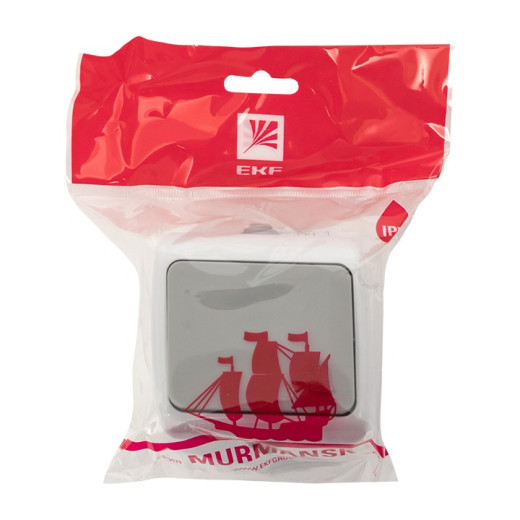 EKF PROxima Мурманск Кнопка звонка 1-клавишная 10А IP54 серая