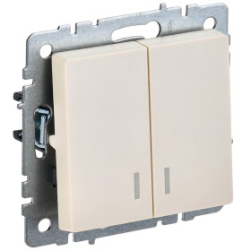 IEK BRITE BASE Бежевый Выкл. 2-к с инд 10А ВС10-2-1-БрКр