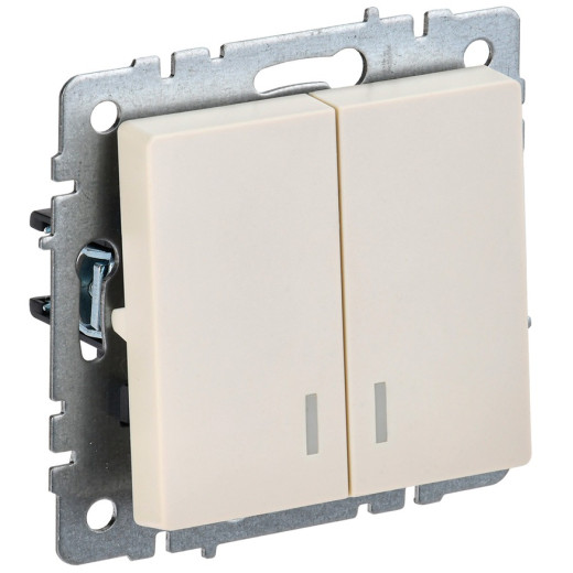 IEK BRITE BASE Бежевый Выкл. 2-к с инд 10А ВС10-2-1-БрКр