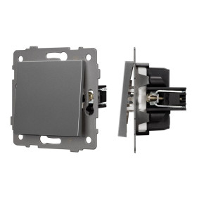 Arlight Механизм выключателя одноклавишный проходной SWT-MKP1-PL-GR-V (250V, 10A) (-)