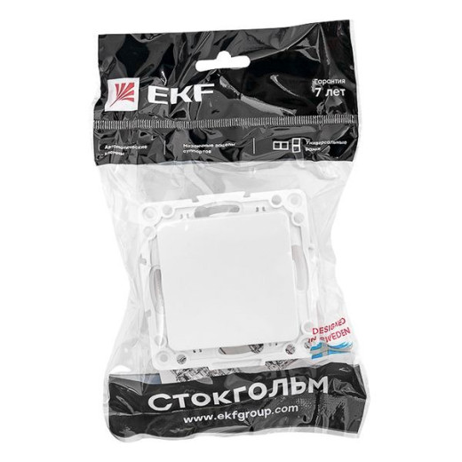 EKF PROxima Стокгольм Белый Выключатель 1-кл, 10А, винт.клеммы