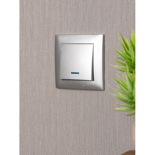 EKF PROxima Валенсия лицевая панель выключателя 1-кл. с индикатором 10А сталь