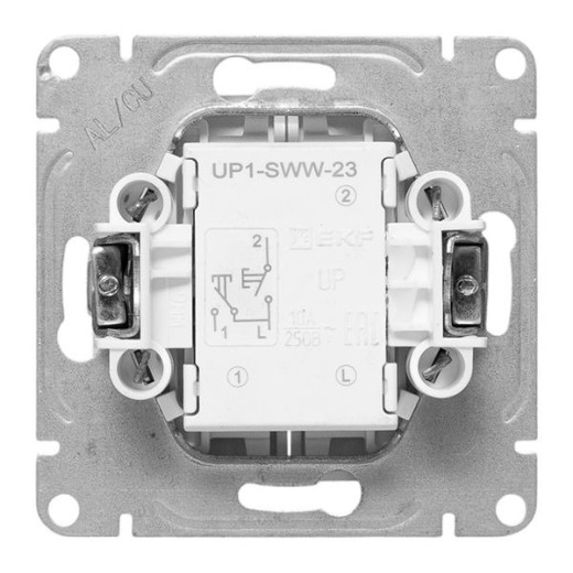 EKF Эпика Механизм выключателя, двухклавишный, кнопочный, белый