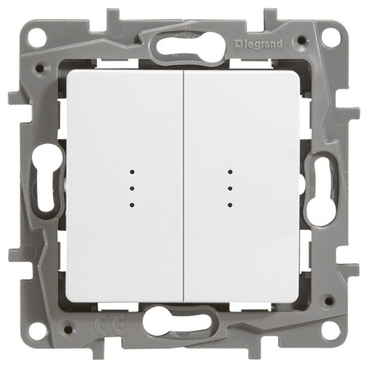 Legrand Etika Белый Переключатель 2-клавишный с подсветкой, 10А, Автоматические клеммы