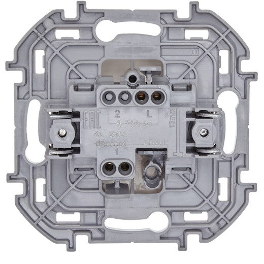 Legrand/Daccord INSPIRIA Слоновая кость Переключатель без фиксации (кнопка) с Н.О./Н.З. контактом 6 A - 250 В