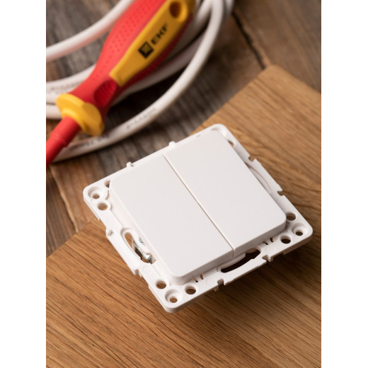 EKF PROxima Стокгольм Белый Выключатель 2-кл, 10А